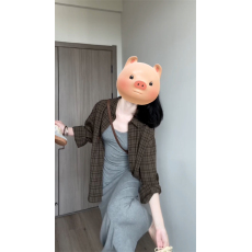 批发小众百搭长袖衬衫外套早春新款复古格子宽松女慵懒风衬衣休闲上衣