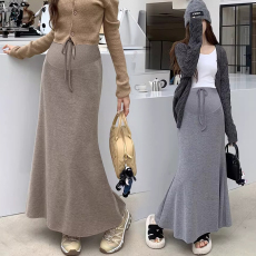 批发天猫品质孕妇韩版羊绒针织半身裙秋季新款时尚托腹包臀鱼尾加长裙