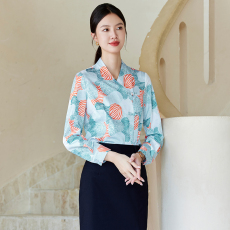 批发高级感<b class='q'>长袖</b>印花衬衫女秋装制服职业套装<b class='q'>珠宝</b>店工作服西装内搭衬衣