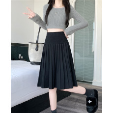 批发实拍实价2025冬季新款韩版显廋针织<b class='q'>百褶裙</b>女百搭A字高腰<b class='q'>半身裙</b>