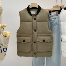 批发<b class='q'>实拍</b><b class='q'>大码</b>新款羽绒棉服马甲女大口袋立领坎肩韩版宽松冬季外套
