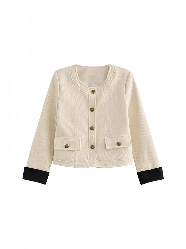 Herfst en winter 2024 nieuwe high-end korte top dameskleding design zin niche kleine geur stijl wit populair_voghion.com