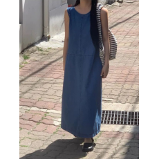 批发现  <b class='q'>牛仔</b>背心长款口袋连衣裙