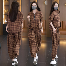 批发实拍新款大码套装秋款女装2024年时尚减龄洋气修身两件套