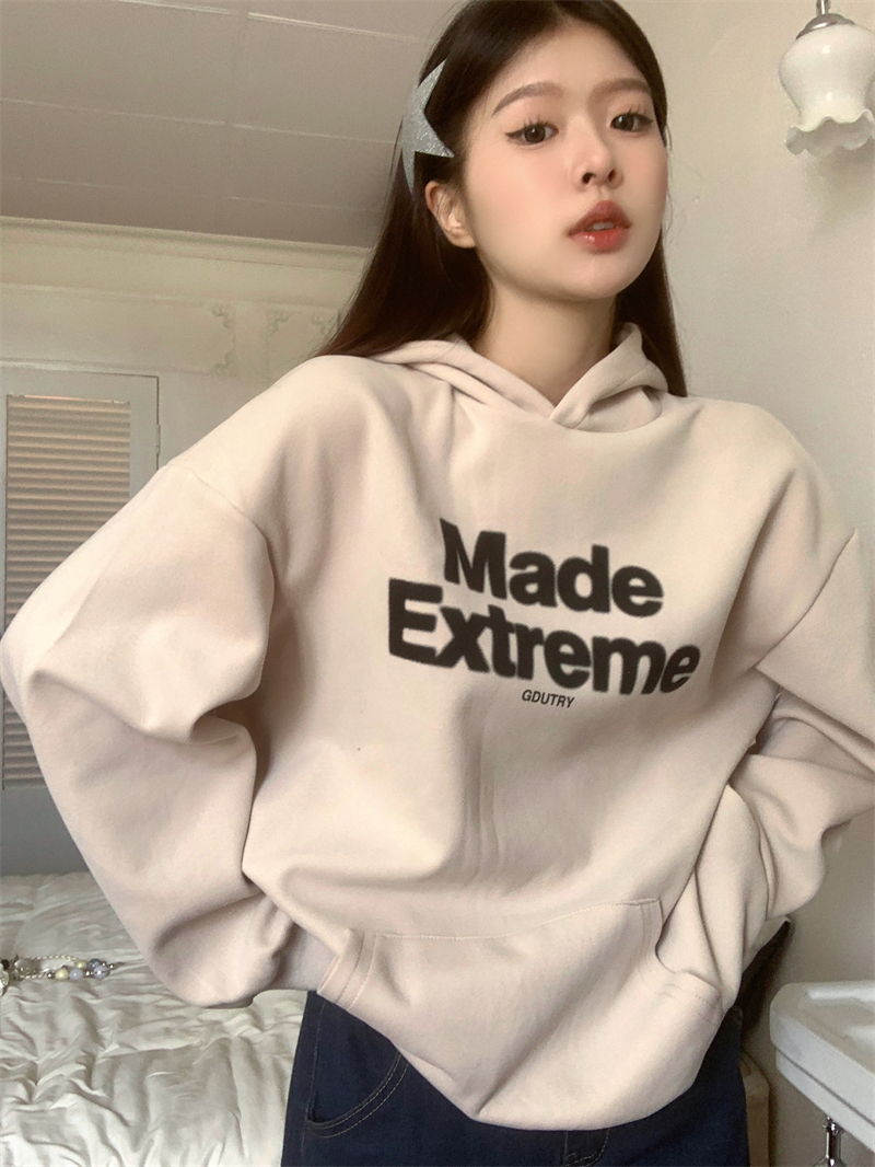 털이 있는 발 코드 원본 대외 무역 새로운 한국 스타일 작은 대중 캐주얼 후드티 여성 ins 느긋한 바람 디자인 센스 다용도 섹션