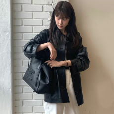 批发尺寸已更新 INS博主款<b class='q'>春</b>秋设计感炸街复古黑色宽松PU西装皮衣外套