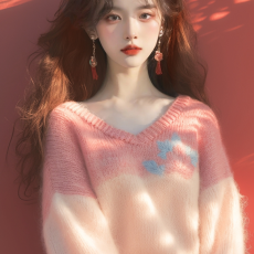 批发粉色拼接毛衣慵懒高级感女2025早秋新款公主风独特超好看针织上衣