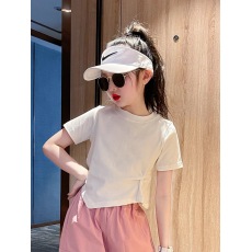 批发女童短袖t恤夏季2026新款<b class='q'>儿童</b>短款衣服夏装女大童时髦白色<b class='q'>打底衫</b>