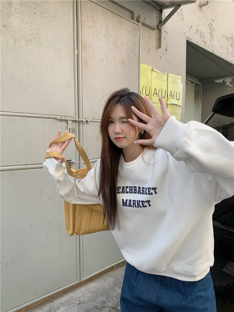 발 코드 원본 대외 무역 새로운 한국 스타일 작은 대중 캐주얼 후드티 여성 느긋한 바람 디자인 센스 패션 다용도 섹션