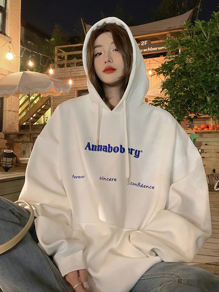 발 코드 원본 대외 무역 새로운 한국 스타일 작은 대중 캐주얼 후드티 여성 느긋한 바람 디자인 센스 패션 다용도 섹션
