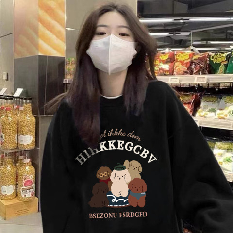 털이 있는 발 코드 원본 대외 무역 새로운 한국 스타일 작은 대중 캐주얼 후드티 여성 느긋한 바람 디자인 센스 패션 다용도 섹션