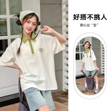 批发女童学院风polo衫短袖t恤大童夏季2026新款休闲上衣<b class='q'>儿童</b>洋气夏装