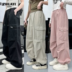 批发女童工装裤夏季薄款<b class='q'>裤子</b>2026新款大童阔腿裤儿童春秋款休闲长裤