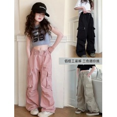 批发<b class='q'>女</b><b class='q'>童</b>春装工装裤儿童<b class='q'>裤子</b>2026新款大童洋气春秋款休闲裤女孩长裤薄