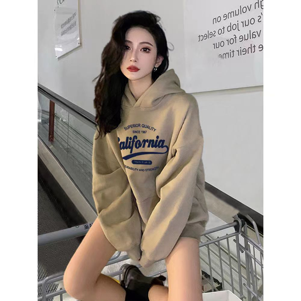 발 코드 원본 대외 무역 새로운 한국 스타일 작은 대중 캐주얼 커플 후드티 여성 느긋한 바람 디자인 센스 다용도 섹션