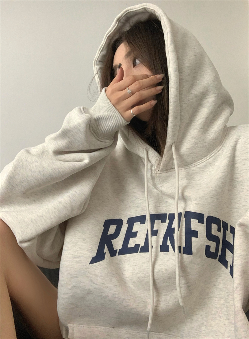 털이 있는 발 코드 원본 대외 무역 새로운 한국 스타일 작은 대중 캐주얼 커플 후드티 여성 느긋한 바람 디자인 센스 다용도 섹션