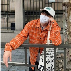 批发新中式复古正反拼接红色格子衬衫男长袖小众设计衬衣春季潮宽松型