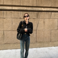 批发陈佳楠质感粗纺面料小香风上衣秋设计感小众高级感气质<b class='q'>女士</b>衬衫潮