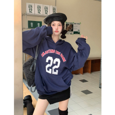 批发韩国外贸新款<b class='q'>韩版</b>小众休闲<b class='q'>情侣</b><b class='q'>卫衣</b>女慵懒风设计感外套时尚百搭