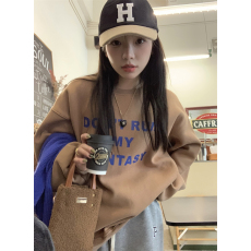 批发韩国外贸新款<b class='q'>韩版</b>小众休闲<b class='q'>情侣</b><b class='q'>卫衣</b>女慵懒风设计感外套时尚百搭