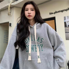 批发韩国外贸新款<b class='q'>韩版</b>小众休闲<b class='q'>情侣</b><b class='q'>卫衣</b>女慵懒风设计感外套时尚百搭