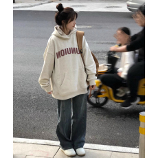 批发加绒外贸新款<b class='q'>韩版</b>小众休闲<b class='q'>情侣</b><b class='q'>卫衣</b>女慵懒风设计感时尚百搭款