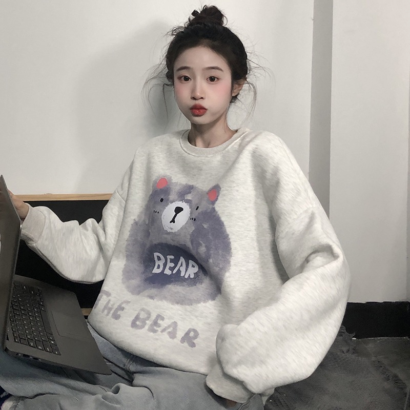 얇은 스타일 털이 있는 발 코드 원본 대외 무역 새로운 한국 스타일 작은 대중 캐주얼 커플 후드티 여성 느긋한 바람 디자인 센스