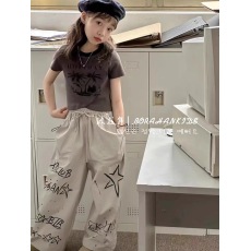 批发波拉韩<b class='q'>童装女童</b><b class='q'>套装</b>2026夏装女孩不规则<b class='q'>短袖</b>t恤儿童直筒裤两件套