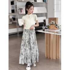 女童夏装套装2026新款国风儿童半身裙子两件套夏季薄款裙裤中大童