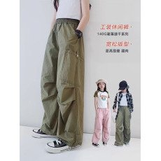 批发女童工装裤2026夏装新款女大童初中生直筒束脚裤中学生<b class='q'>儿童</b>休闲裤