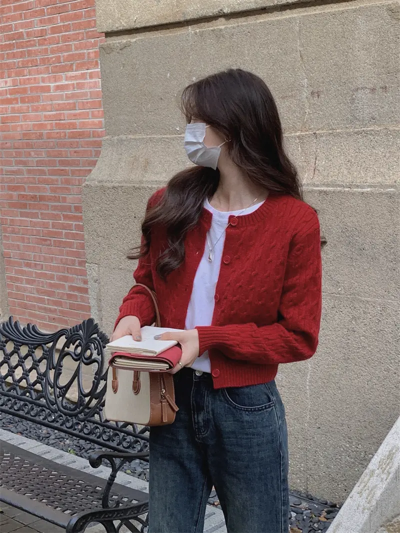 라운드넥 울 카디건 상세 이미지 2