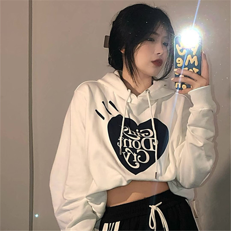 대외 무역 새로운 한국 스타일 작은 대중 캐주얼 커플 후드티 여성 느긋한 바람 디자인 센스 패션 다용도 맨위