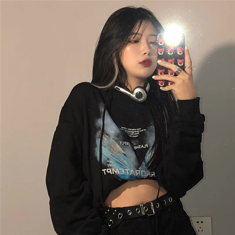 대외 무역 새로운 한국 스타일 작은 대중 캐주얼 커플 후드티 여성 느긋한 바람 디자인 센스 패션 다용도 맨위