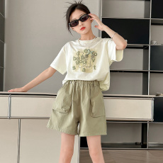 批发<b class='q'>女</b><b class='q'>童</b>套装2026夏季新款中大童洋气短袖t恤夏装网红炸街儿<b class='q'>童装</b>短裤