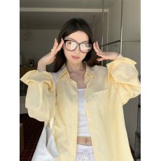 批发实拍实价~春季韩系小众条纹百搭宽松长袖衬衫甜美衬衣