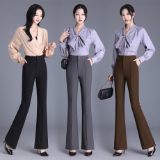 批发女春秋2025新款微喇裤高腰显瘦女西装裤修身垂感<b class='q'>OL</b>喇叭休闲长裤