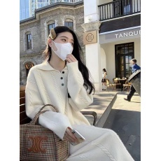 批发韩国高级感超好看毛衣裙女秋冬宽松慵懒风2023新款长款针织<b class='q'>连衣裙</b>