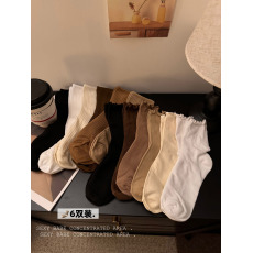 批发实拍实价 纯色木耳边袜子<b class='q'>女</b>中筒<b class='q'>袜</b>秋冬堆堆<b class='q'>袜</b>长<b class='q'>袜</b><b class='q'>女</b><b class='q'>袜</b>纯<b class='q'>棉</b>6双装
