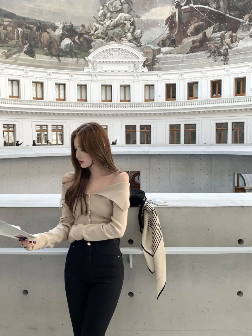 한국 스타일 루즈핏 니트 셔츠 상세 이미지 1