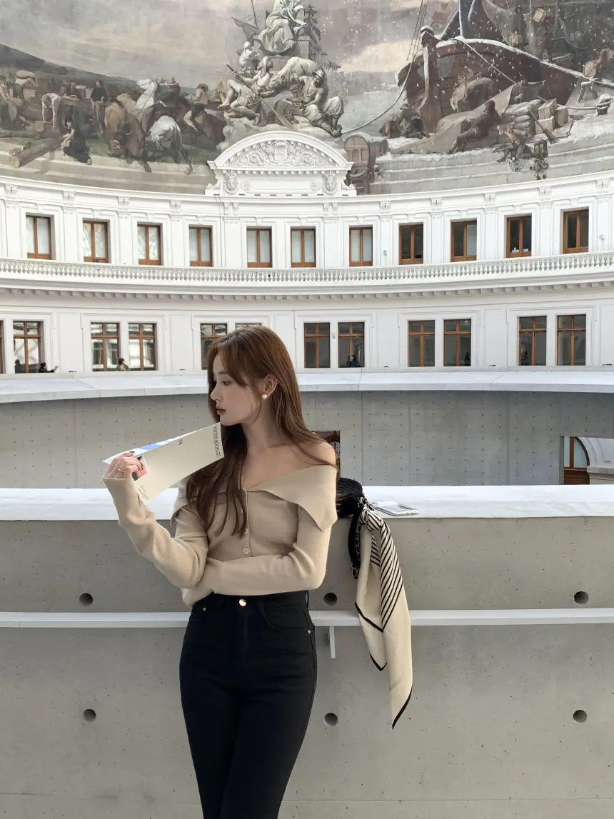 한국 스타일 루즈핏 니트 셔츠 상세 이미지 5