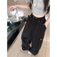 批发白色有内衬 美式工装裤男女秋季薄款高腰阔腿宽松运动嘻哈街舞裤