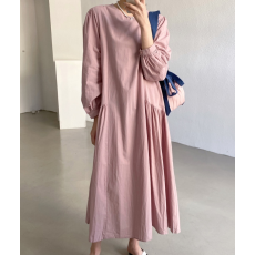 批发2026早春新款<b class='q'>韩国</b>chic大码女装拼接褶皱大摆型宽松连衣裙