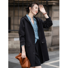 批发限价+12+小视频 连帽<b class='q'>外套</b>女春秋2026年新款中长款上衣黑色大衣