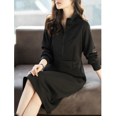 批发限价+12  简约<b class='q'>连衣裙</b>女2026年qiu1季新款立领长裙休闲女装
