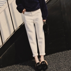 批发2026新款小脚萝卜裤高腰休闲毛呢裤女哈伦裤九分老爹裤长裤子