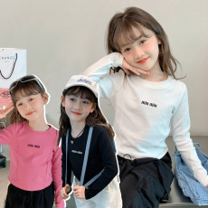 批发女童长袖T恤春秋款2026新款儿童白色打底衫洋气春装女孩上衣童装