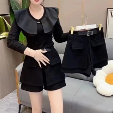 批发美拉德短裤秋<b class='q'>冬</b>2024短裤裤裙假两件遮肚休闲短裤短裙打底裤群