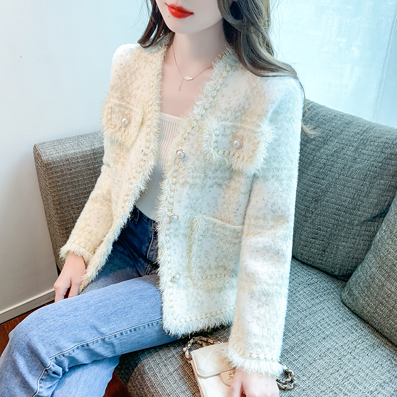 PF20955#新款春秋宽松洋气减龄漂亮小香风毛衣短外套女针织开衫外搭女裝貨源服裝批發