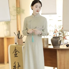 批发旗袍女新款2026高端秋季国风中式改良奥黛连衣裙汉服高端素雅女装