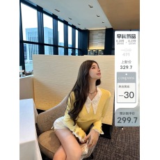批发8/2024a娇俏千金定制可拆娃娃领毛衣 袖口水溶花边+<b class='q'>珠宝</b>袖扣